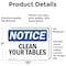 Signmission Clean Your Tables, 10 in W x Rectangle, Vinyl Decal OS-2PACK-NS-D-710-L-10642 - alternate 2